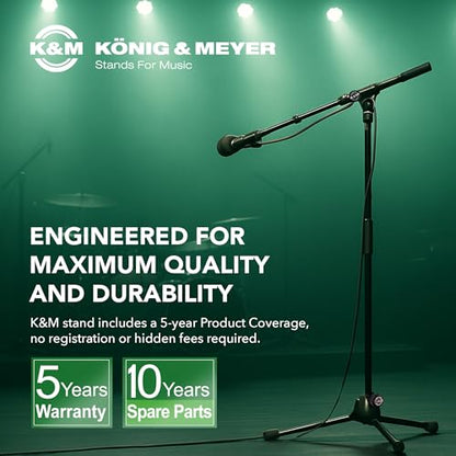 K&M König & Meyer 21090.500.02 Tripod Microphone Stand | Adjustable Telescoping 2-Piece Boom Arm | Professional Grade | Heavy Duty with Folding Leg Base | German Made Chrome - color: Chrome, style: Tall (35"-63")