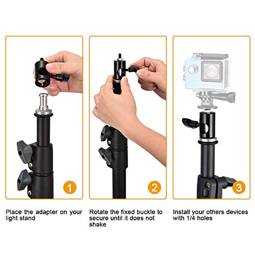 UTEBIT 2PCS Rapid Adapter Convert with 1/4" Screw Thread, Black | Photography Light Stand Adapter, Multi Functional Metal Camera Bracket Mount Adaptor, Photo Studio, Photography Accessory - size: 2 PACK-Rapid Adapter Convert
