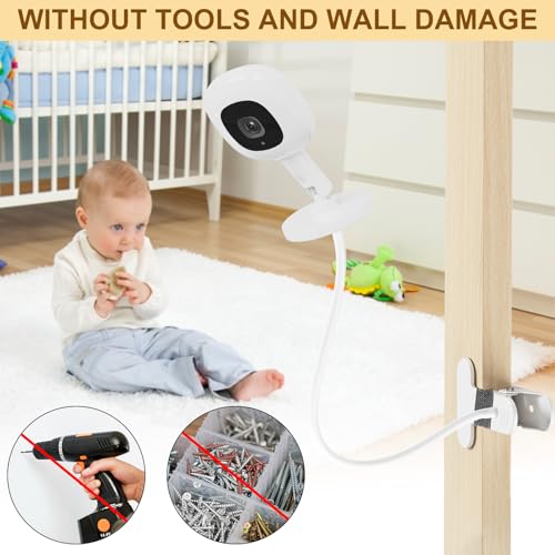 Baby Monitor Mount for Nanit Pro Smart Baby Monitor & Flex Stand, Also for Cameras with 1/4 Screw Stand, Flexible Clip Clamp Mount Adjustable Monitors Holder Without Tools or Wall Damage - size: 7.87 inch