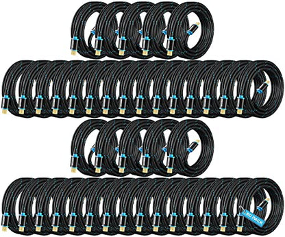 Maximm Hdmi Cable 4K 12 Ft, 50 Pack, Braided, 18Gbps, Hdmi 2.0, Gold-Plated - color: 50 Pack, size: 12 Feet