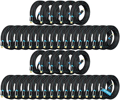Maximm Hdmi Cable 4K 10 Ft, 50 Pack, Braided, 18Gbps, Hdmi 2.0, Gold-Plated - color: 50 Pack, size: 10 Feet