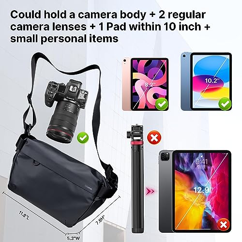 ULANZI Versatile Camera Shoulder Bag Photography Travel Messenger Portable Travel Bag Accessories Stylish Crossbody DSLR Sling Bag Compatible with Sony Canon etc -BLACK