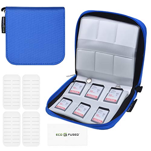 Eco-Fused Memory Card Case - Fits up to 44x SD, SDHC, Micro SD, Mini SD and 4X CF - Holder with 44 Slots (Blue / 44 Slots - 1 Pack) - color: Blue / 44 slots - 1 pack