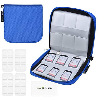 Eco-Fused Memory Card Case - Fits up to 44x SD, SDHC, Micro SD, Mini SD and 4X CF - Holder with 44 Slots (Blue / 44 Slots - 1 Pack) - color: Blue / 44 slots - 1 pack