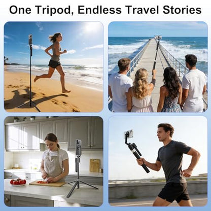 Magnetic Auto Face Tracking Tripod for iPhone that Follows Your Movement, 71" Portable Selfie Stick Tripod with Remote 360 Rotation, Magnetic Phone Tripod Stand for Vlogging, Travel, Video Recording