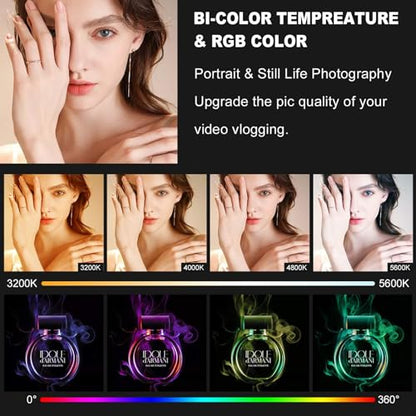 GVM RGB LED Video Light with Tripod Stand Barndoors, APP Control Panel Studio Lighting Kit, 3200K-5600K Dimmable, CRI97, Key Light for Photography, Video Recording, YouTube, Live Streaming, 800D - size: 1 pack