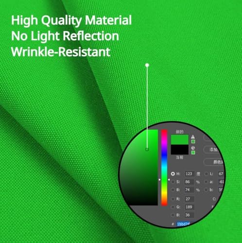 Portable Collapsible Webcam Backdrop with Package Bag, Background Green Screen, Wrinkle-Resistant Fabric, Attachable, Easy Setup, Perfect for Zoom, Webex, Teams, D44''