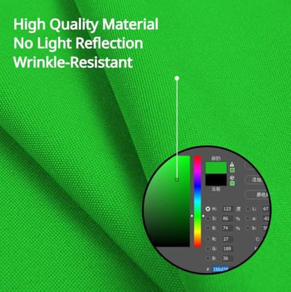 Portable Collapsible Webcam Backdrop with Package Bag, Background Green Screen, Wrinkle-Resistant Fabric, Attachable, Easy Setup, Perfect for Zoom, Webex, Teams, D44''