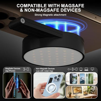 LOUERN Magnetic Dual-Sided Selfie Light Compatible with iPhone MagSafe, CRI95+ Rechargeable| Foldable|Compact Phone Light with Mirror for Selfies/Photography/Makeup/Video Conference/Influencers - size: Round