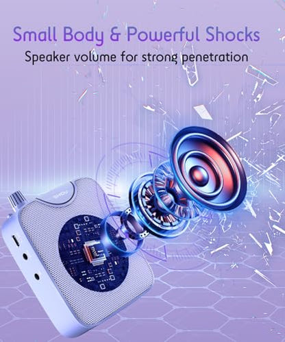 SHIDU 35W Power Voice Amplifier with Bluetooth Wireless Lavalier Microphone, Portable Teacher Mic with Speaker Personal Clip On Microphone System for Teacher Meeting Training-M500 (Purple) - color: Purple