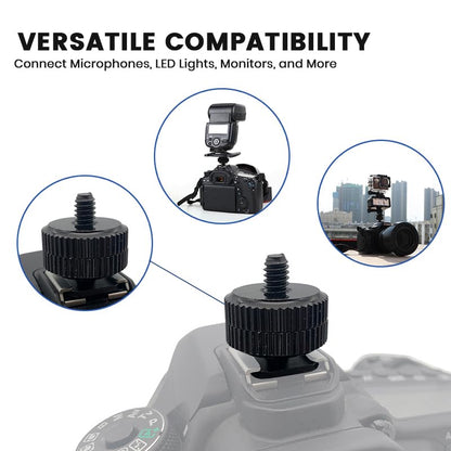 Hot Shoe Adapter 1/4 Inch Camera Hot Shoe Mount Adapter Tripod Screw for DSLR Camera Rig Cold Hotshoe Screw Accessory Attachment for Camera Flash Shoe to 1/4"-20 Male Post Adapter with Locking Disk
