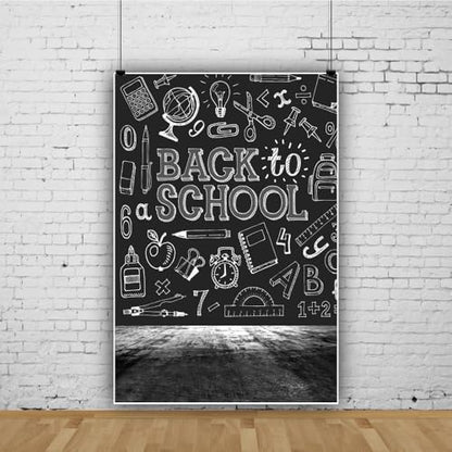 Laeacco 6x8ft Back to School Black Chalkboard Photography Backdrop | Classroom Chalkboard Background, Chalk Drawings Grunge Texture Design for Online Teaching, Math Class & Back to School Decor - size: 6x8ft