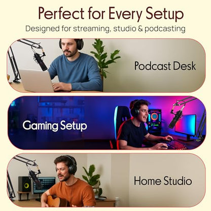 Pyle Suspension Mic Boom Stand Pro - Scissor Spring Arm Microphone Stand with Shock Mount, Adjustable Tilt & Extension, Perfect for Podcasts, Streaming, DJ Studio, Extends 3.9 ft - style: Boom stand