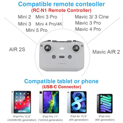 1FT+ 0.5FT(2 pack) USB C to USB C Remote Controller Cable for IPhone 17/16/16e/15 Pro Max, DJI Mavic 3/4 Pro/Air 2/2S, Mini 2/3/4/5 Pro,RC-N1,RC Pro to Tablet Cable 90 Degree Data OTG Cord Accessories - style: USB C to USB C