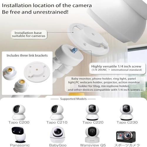 Flexible Octopus Camera Tripod Stand with HelloBaby HB6550/ HB6560/ HB65/ HB40/ HB6339/ HB66, ANMEATE SM935E Monitor,with Base for TP-Link Tapo C200 C210 C220,No Drilling Universal Holder