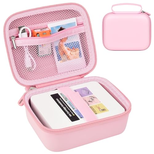 ANKHOH Carrying Case for Nelko PP01/PP03 Portable Photo Printer, Travel Storage Organizer Bag with Custom Fit for Printer, Sticky Paper, Cable - Durable EVA Hard Shell Case (Box Only) - color: Pink