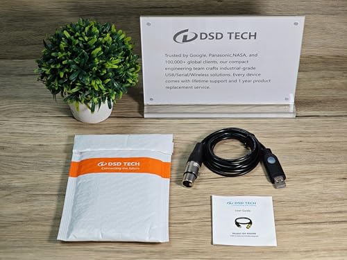 DSD TECH SH-RS09B USB to DMX Cable Support Freestyler, QLC+, Dmxcontrol, Lightkey, Lightjams, Soundswitch and Pi Open Lighting (1.8M/5.9FT) - size: 5.9FT