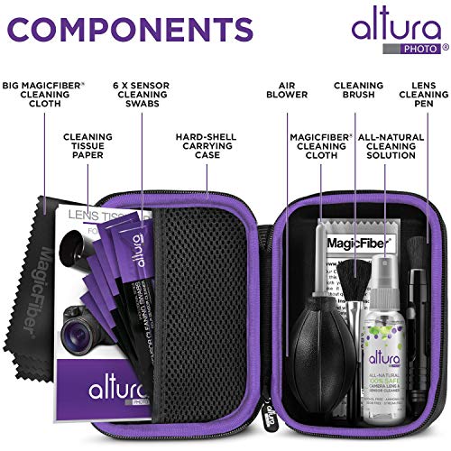 Altura Photo Camera Lens Cleaning Kit - Full Frame Lens & Sensor Cleaner | Includes All Natural Solution, Swabs, Pen, Blower, Brush, Cloths & Hard Case For Canon Nikon Sony DSLR Mirrorless - style: Full Frame