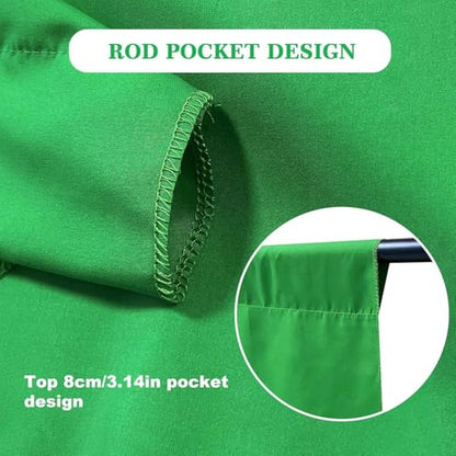2 in 1 Green Backdrop Stand Kit,6.5x6.5 ft Portable Dual Rod Stand kit with 6x9ft Green Backdrop-Premium Polyester for Video Streaming, Portrait Photoshoot,Wall Mounted, Parties - size: 6x9 Ft