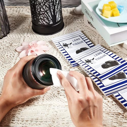 500 Pieces Lens Cleaning Paper Tissue and 2 Double Sided Cleaning Cloth-Lens Cleaning Paper for Camera Lenses, Microscopes, Computer Screens, Magnifiers, Glasses, 10 Booklets