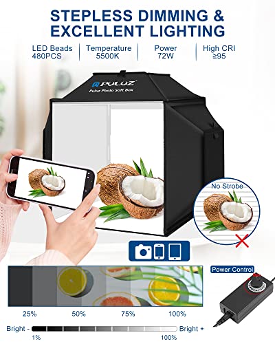 PULUZ Upgraded 16"x16" Photo Studio Light Box & Soft Box 480 LED Beads CRI 95+ 4 Color PVC Backdrops Professional Shooting Tent for Jewelry & Product Photography - size: Upgrade 16 Inch