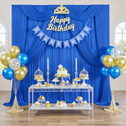 10ftx12ft Wrinkle Free Royal Blue Backdrop Curtain, 2 Panels 12FT Height Royal Blue Wedding Backdrop Drapes, Silky Polyester Back Drop Cloth for Birthday Photography Background Party - color: Royal blue, size: W5' x H12'(2 panels)