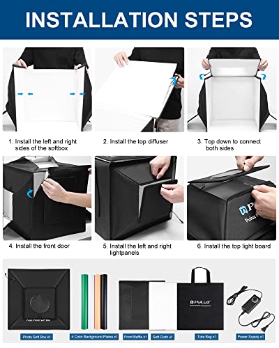 PULUZ Upgraded 16"x16" Photo Studio Light Box & Soft Box 480 LED Beads CRI 95+ 4 Color PVC Backdrops Professional Shooting Tent for Jewelry & Product Photography - size: Upgrade 16 Inch