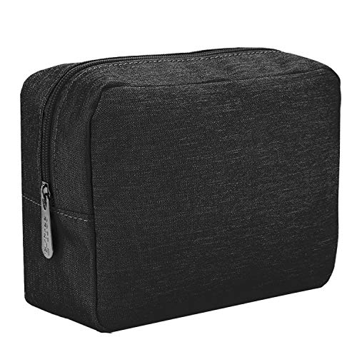 E-Tree Makeup Bag, Big Travel Make up Pouch, Zipper Large Cosmetic Brush Skin Care Case, Toiletry Bags for Traveling Women Man,Tech Electronic Organizer,Small Canvas Storage for Personal Items,Black - color: Black, style: 8.2" X 3.1" X 6.3"