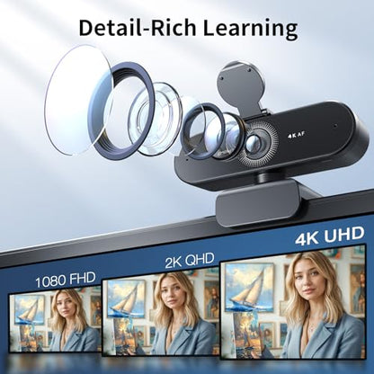 EMEET NOVA 4K Webcam for PC - Ultra 4K HD, PDAF Autofocus, Dual Omnidirectional Mics, 73° FOV, Auto Light Correction, USB-A, Privacy Cover, Ideal for High-End Business Meetings&Live Streaming - style: 4K PDAF Focus 2 Mics