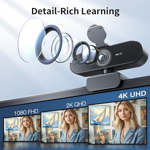 EMEET NOVA 4K Webcam with Tripod - 4K UHD, PDAF Autofocus, Adjustable Heights with 360° Swivel Head, 2 Noise-Cancelling Mics, USB Plug&Play, Privacy Cover, Ideal for Online Meetings&Live Streaming - style: 4K Tripod 360° Swivel
