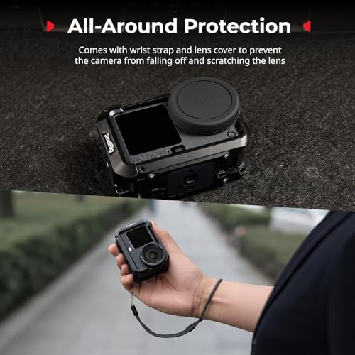 SmallRig Cage for DJI Osmo Action 6 (Advanced Edition), Aluminum Alloy Camera Cage with Cold Shoe, Wrist Strap, Lens Cover, Protective Frame with 1/4"-20 Locating Holes, Action 6 Accessories - 5887 - style: Advanced Cage