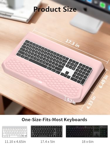 2-in-1 Ergonomic Keyboard Stand with Wrist Rest, Comfy Keyboard Riser Holder with Massage Design, Pink - color: Light Pink