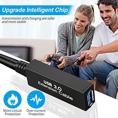 50FT USB 3.0 Active Extension Cable, USB Extension Cord A/M to A/F (15M) for USB HUB,Webcam,Xbox,Oculus Quest 2/3 VR,PS4,Printer,External Hard Disk - size: 50FT