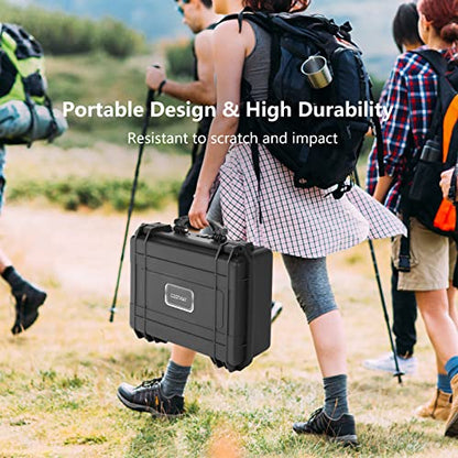 COSTWAY Waterproof Hard Case, 22-Inch Multi-Purpose Small Camera Dry Box with DIY Customizable Foam Insert, IP66 Rated Dustproof Shockproof, Portable Protective Case for Electronics, Drones, Black