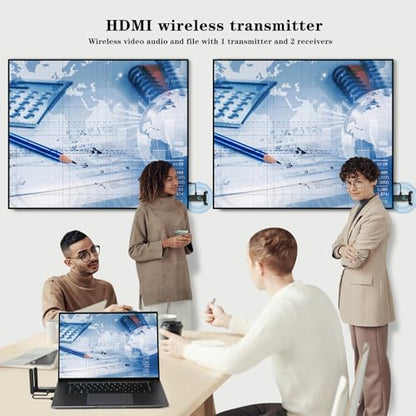 Wireless HDMI 2 Receivers and Transmitter,Up to 6 RXs,No Hot,Plug and Play,2.4/5.8GHz Wirelessly Casting to Multiple Screens,50M/165FT,Wireless HDMI Splitter for TV/DSLR Camera/Projector/Laptop/PC - size: 2*RX+1*TX