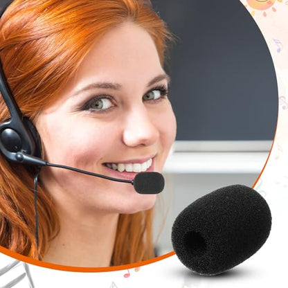 12 Pack Microphone Covers Foam Headset, 1.18 X 0.87 Inch Lapel Mic Covers, Soft Microphone Windscreen for Headset Lavalier Microphones Noise Reduction (Black)