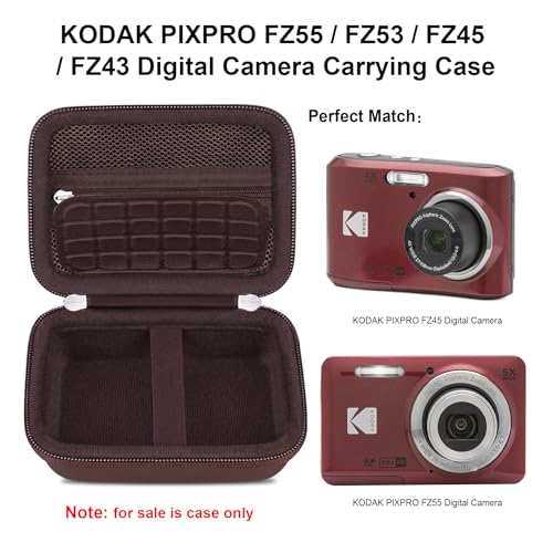 Elonbo Camera Carrying Case for KODAK PIXPRO FZ55/ FZ45/ FZ53/ FZ43 16MP Digital Camera, KODAK PIXPRO Camera Storage Holder Travel Bag, Mesh Bag Fits Batteries Cable Memory Card Card Reader, Brown - color: Brown