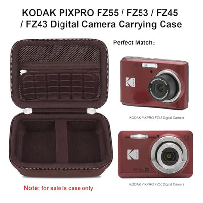 Elonbo Camera Carrying Case for KODAK PIXPRO FZ55/ FZ45/ FZ53/ FZ43 16MP Digital Camera, KODAK PIXPRO Camera Storage Holder Travel Bag, Mesh Bag Fits Batteries Cable Memory Card Card Reader, Brown - color: Brown