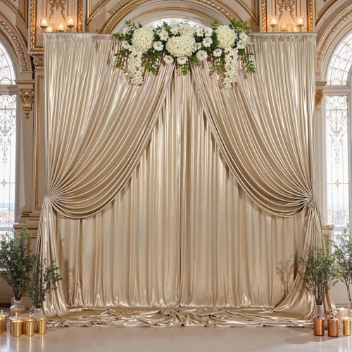 20x10ft Thick Champagne Glitter Backdrop Curtain Panels for Parties, Wrinkle Free Sequin Sparking Photo Backdrop Drapes, 4 Panels 5x10ft Shimmer Back Drop Cloth for Wedding Birthday Photography - color: Champagne, size: 5'(W) x 10'(H), 4 panels