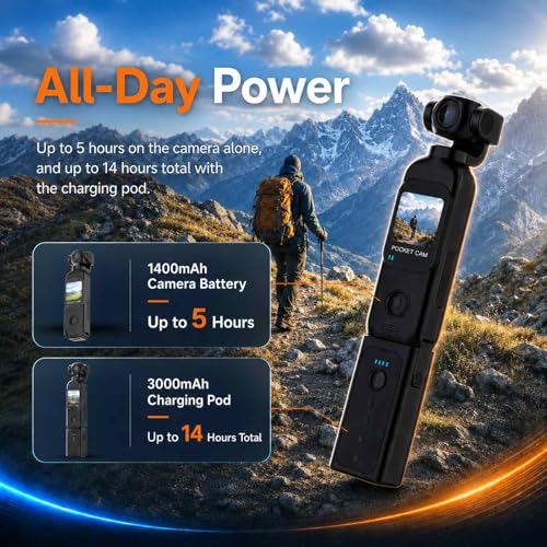 Vlogging Camera with 270° Rotating Lens, Pocket Camera with Audio & Video Recording,14-Hour Battery, Handheld POV Cameras with 64GB, Easy One-Button Recording for Travel,Daily Life - size: H9264G