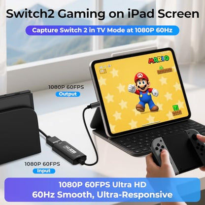 GUERMOK Video Capture Card, USB3.0 HDMI to USB-C Capture Device, Stream & Record at 2K@30FPS 1080P@60FPS, Compatible with Mac OS Windows, Quest 3, OBS, Zoom, PS5/4, Switch, Xbox (Black) - color: Black
