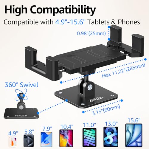 Urmust Tablet Wall Mount Ipad Holder, 4.7-15.6" | 360° Adjustable, iPad, Galaxy Tab, Sturdy Aluminum, For Home, Office & Public Spaces - size: No Arm Pro-Up to 15.6"