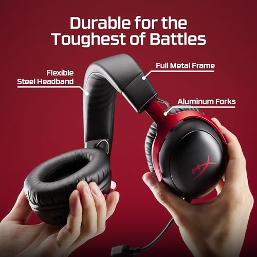 HyperX Cloud III S – Wireless Gaming Headset, 2.4GHz, Bluetooth, Battery Life up to 120 Hours 2.4GHz / 200 Hours Bluetooth, 53mm Angled Drivers, 10mm Detachable Mic, Customizable – Black/Red | Up to 120h and 200h, 53mm Angled Drivers, Detachable 10mm Boom