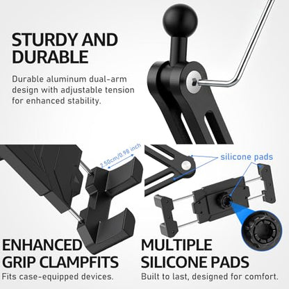Urmust Tablet Wall Mount Holder for iPad, 4.7-15.6" | 360° Rotation Adjustable, Aluminum Extendable Arm, iPad mini/Air/Pro/Galaxy Tab/Kindle, Kitchen Home Office - size: 2 Arm Pro-Up to 15.6"
