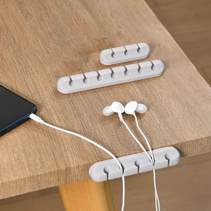 3 Pack Self-Adhesive Cable Management Clips - White Cord Organizers for Desktop, Nightstand & Office, Available in 3/5/7-Slot Sizes