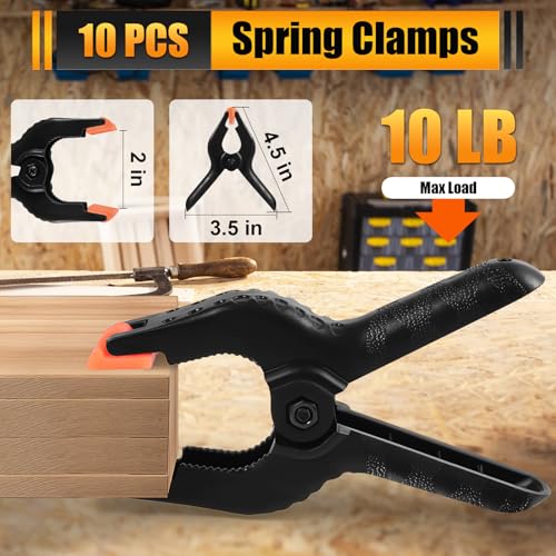 RELBRO Spring Clamps, 4.5 Inch Large Plastic Clips for Balloon Arch Backdrop Craft Decoration, Heavy Duty, Black, 10 Pcs - size: 4.5 Inch