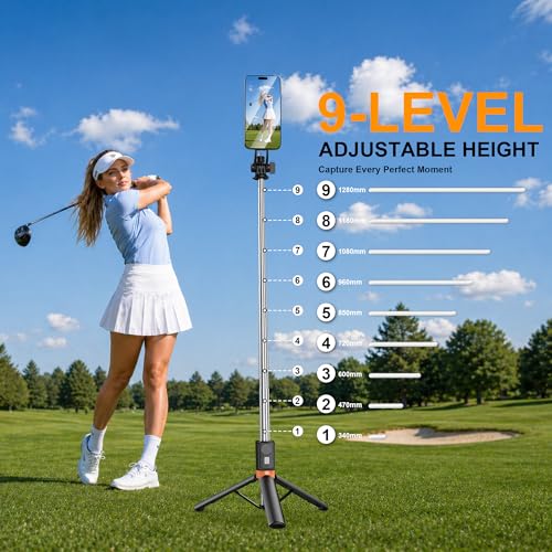 Magnetic Selfie Stick Tripod with 1/4" Camera Mount, Dual Device Phone & Camera Setup, Portable Content Creator Stand with Remote Control Phone Tripod for TikTok Live Streaming Travel Video Recording