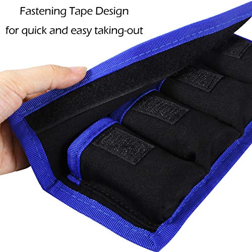 Meking DSLR Camera Battery Holder/Pouch/Case/Bag (4 Pocket) for AA Battery, Canon LP-E6 LP-E8 LP-E10 LP-E12 Battery, Nikon EN-EL14 EN-EL15 Battery, Sony NP-FW50 NP-F550 NP-FM500H Battery( 2Pcs ) - color: Blue 2pcs