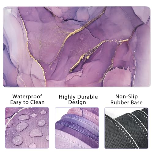 Large Mouse Pad and Keyboard Wrist Rest, Desk Pad for Keyboard and Mouse, 4-in-1 Large Gaming Mouse Pad with Wrist Support, Desk Mat for Home Office Study Game-Purple - color: Purple Texture