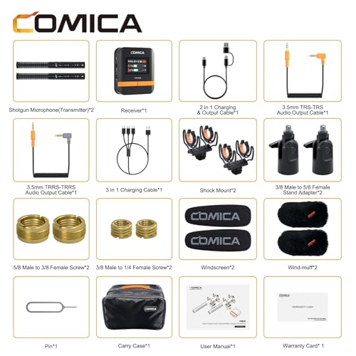 comica VM40 Combo Wireless Shotgun Microphone,2.4G Super Cardioid Polar Pattern,48kHz/32-bit Float Recording,Wired/Wireless Dual Modes,32G On-Board Recording Mic(VM 30 Upgraded Version) - size: Comica CVM-VM40 Combo